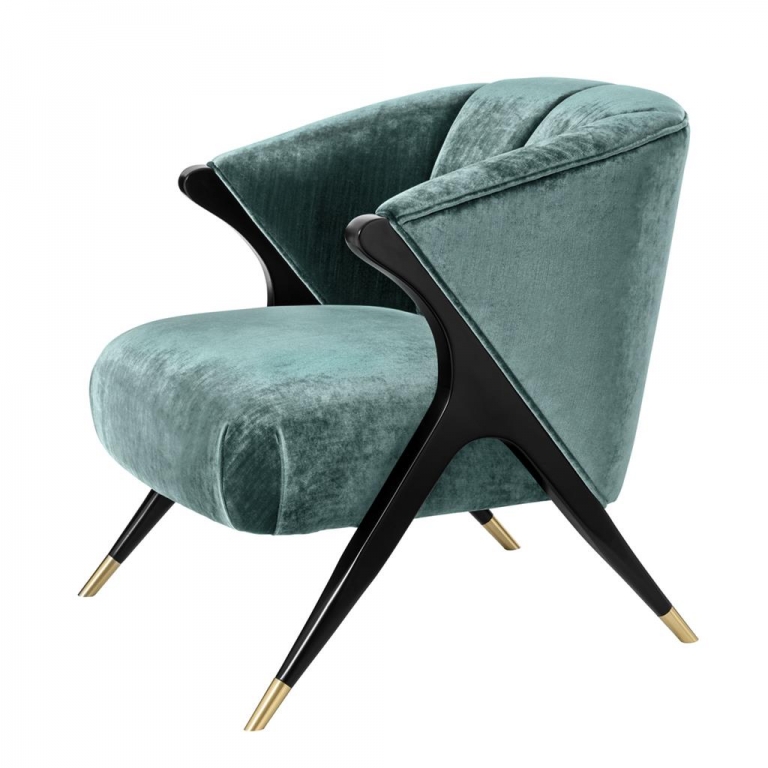 Бирюзовое кресло на черных ножках "Pavone", изображение 3
