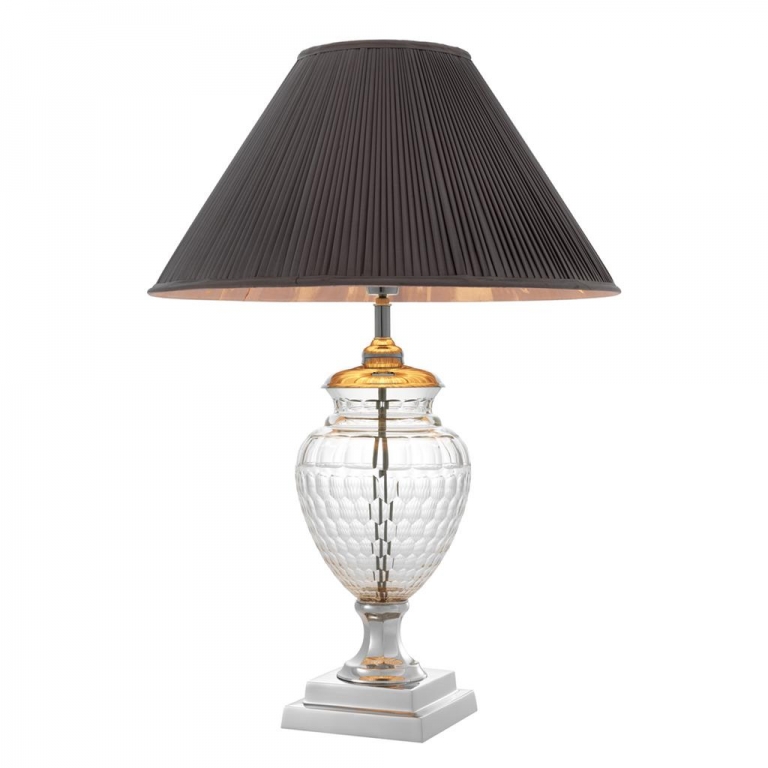 Стеклянная лампа с серым абажуром "Chalon", изображение 1