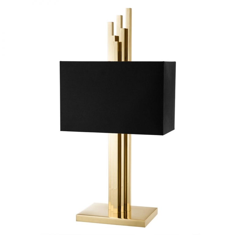 Золотая лампа с черным абажуром "Caruso", изображение 1