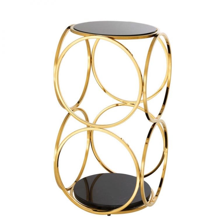 Золотой мраморный приставной столик "Alister", изображение 1