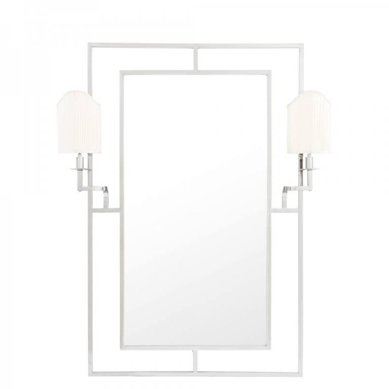 Серебристое зеркало со светильниками "Astaire", изображение 1