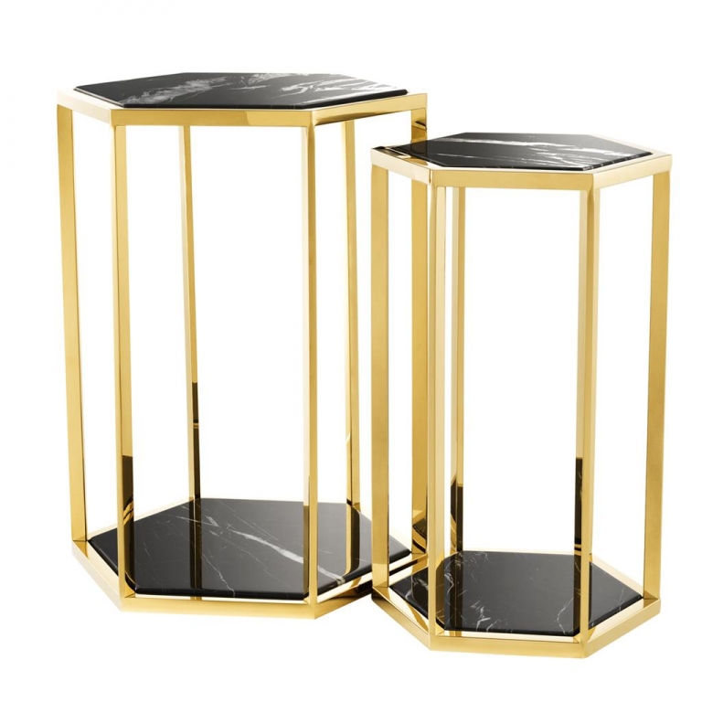 Два золотых приставных столика "Taro", изображение 1