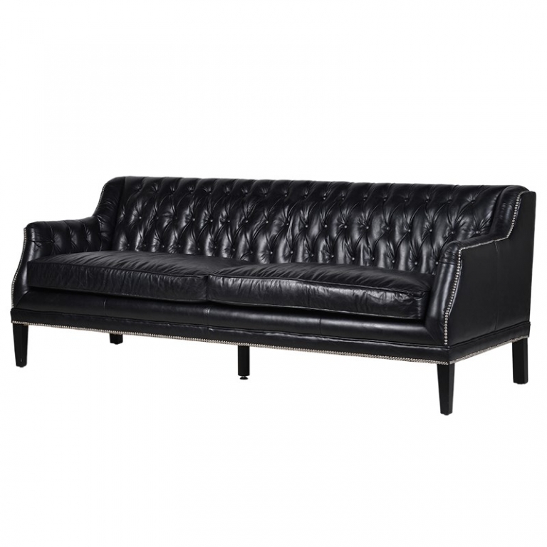 Черный стеганный диван, изображение 1