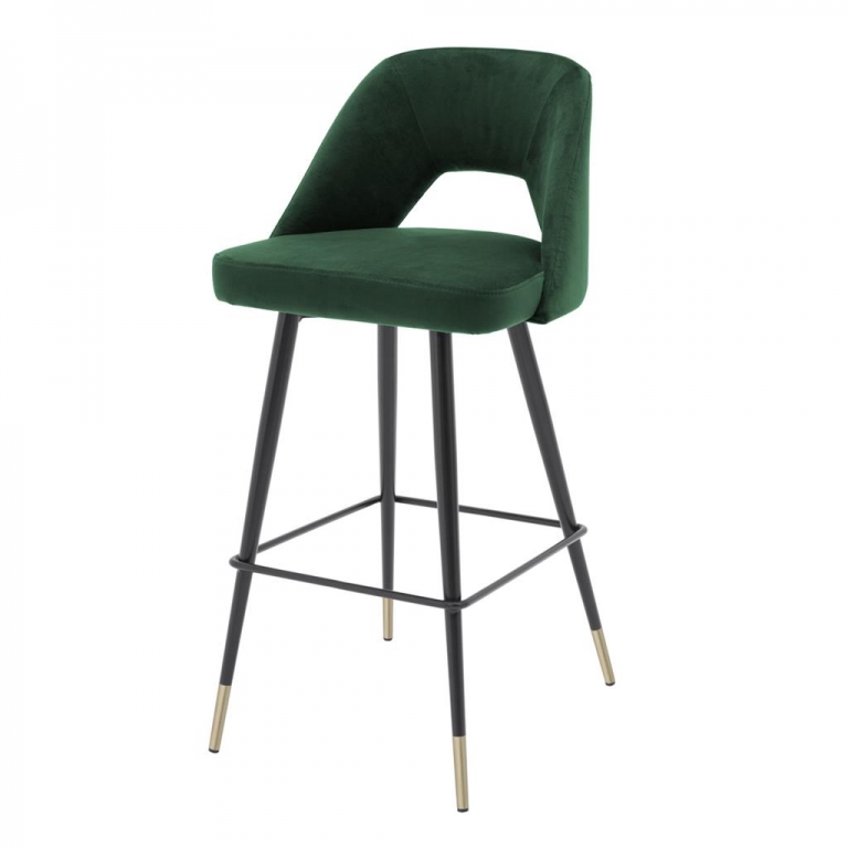 Высокий зеленый барный стул на черных ножках "Avorio", изображение 1