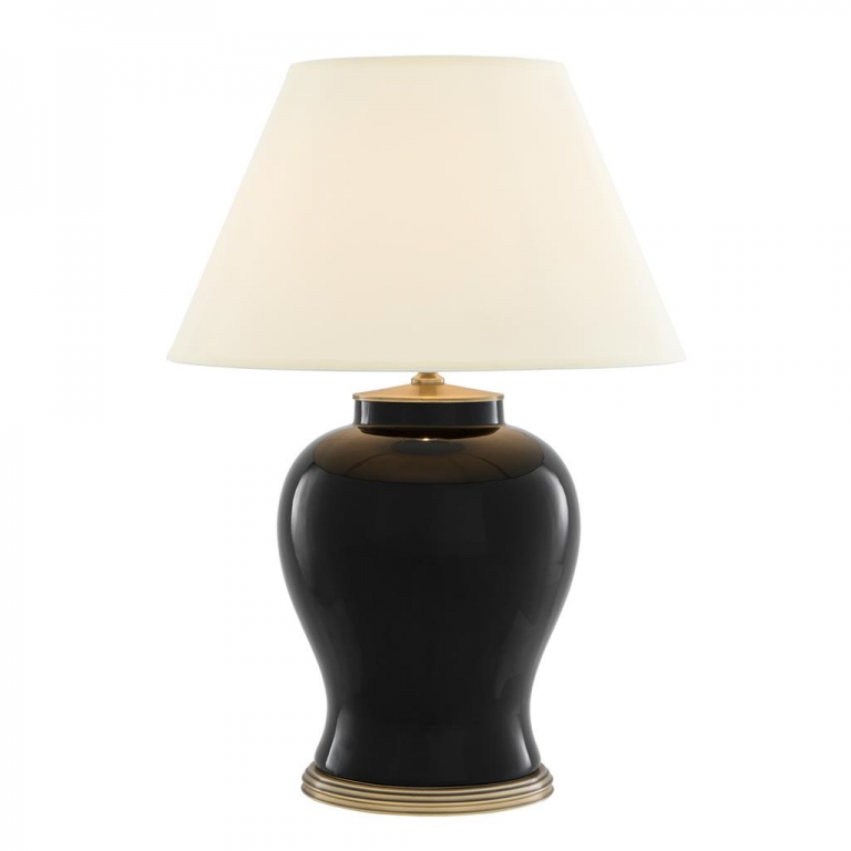 Черная керамическая настольная лампа "Halston", изображение 1