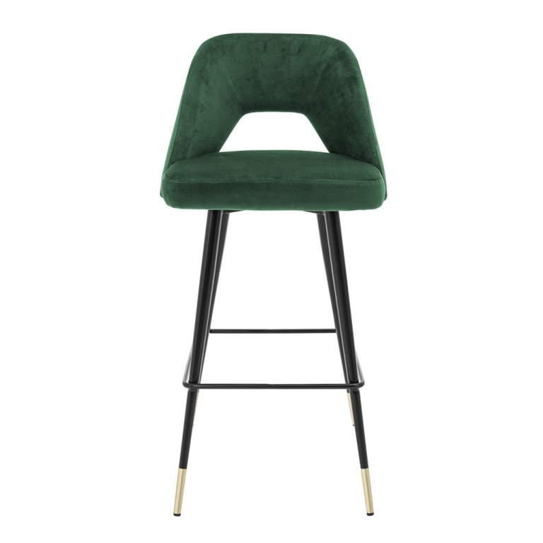 Высокий зеленый барный стул на черных ножках "Avorio", изображение 3