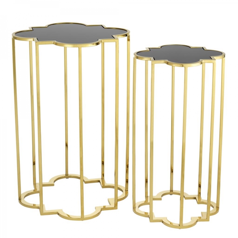 Набор из двух золотых приставных столиков "Concentric", изображение 1