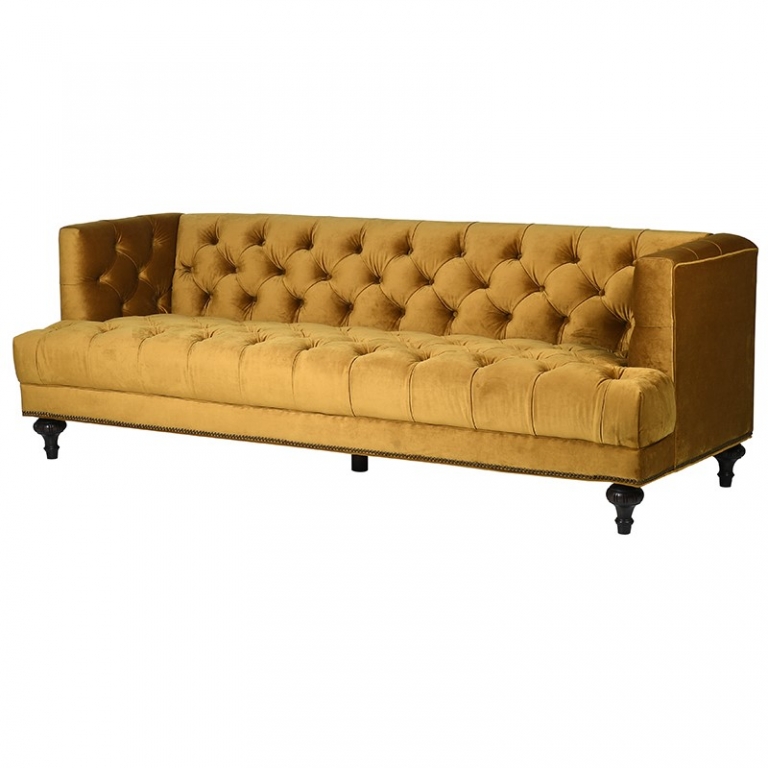 Вельветовый диван горчичного цвета, изображение 1