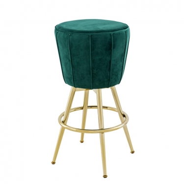 Купить Зеленый вельветовый барный стул на золотых ножках "Bolton" дёшево с доставкой