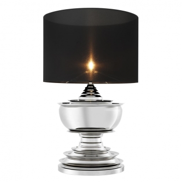 Купить Никелевая настольная лампа с черным абажуром "Pagoda" дёшево с доставкой