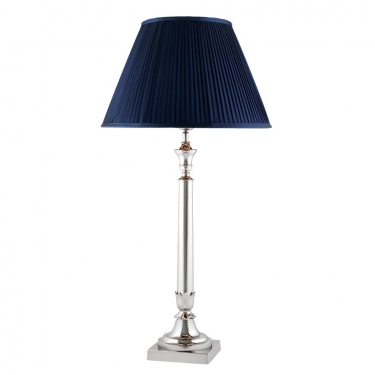 Купить Никелевая лампа с синим абажуром "Cherbourg" дёшево с доставкой