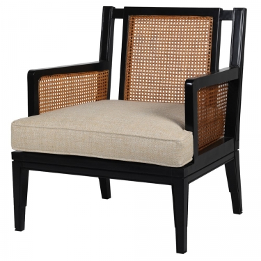 Купить Черное кресло с ротанговой спинкой Luxu дёшево с доставкой