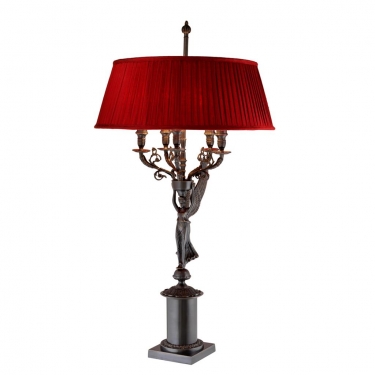 Купить Настольная лампа с красным шелковым абажуром "Goddess" дёшево с доставкой