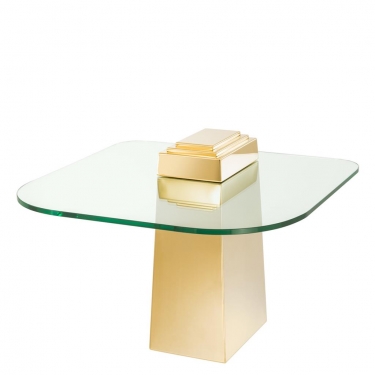 Купить Золотой прикроватный стеклянный столик "Orient" дёшево с доставкой