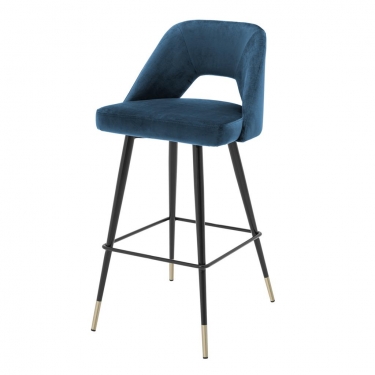 Купить Высокий синий барный стул на черных ножках "Avorio" дёшево с доставкой